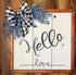 Square Wood Hello Sign