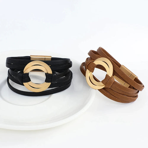Genuine Leather Hollow Circles