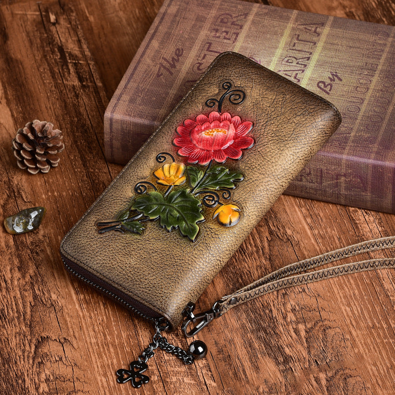 Hand Painted Rose Wallet