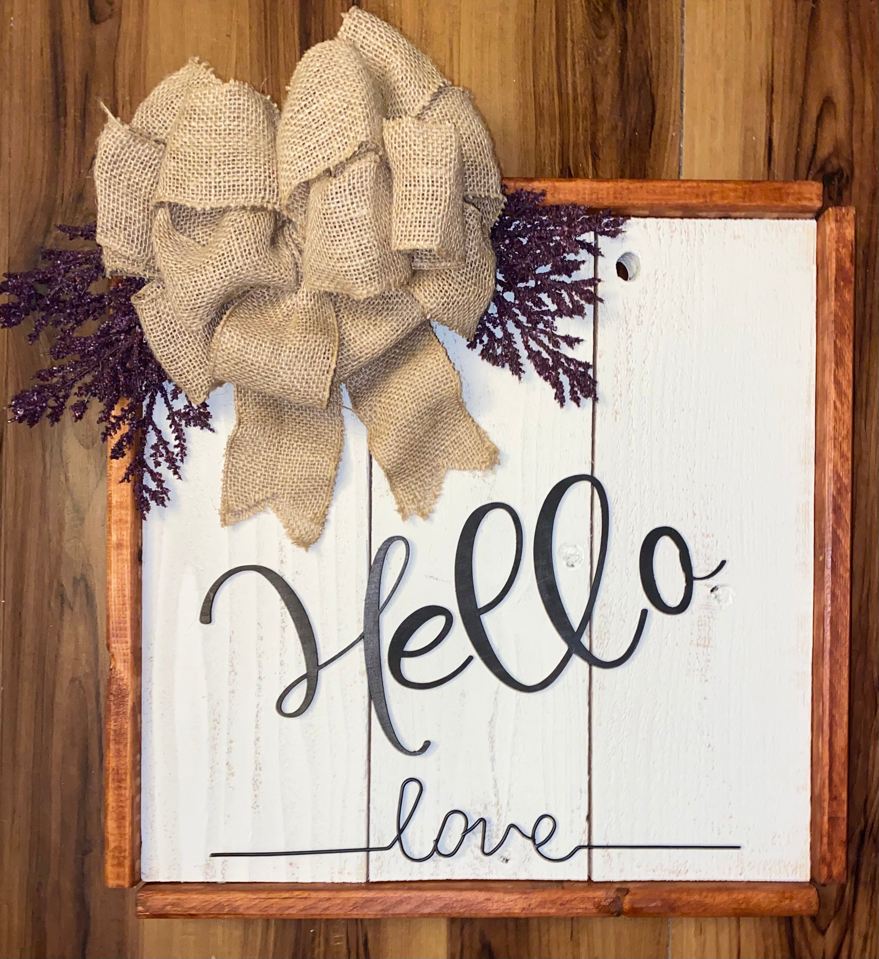 Square Wood Hello Sign